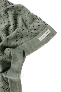 Mint Pointelle Knit Blanket