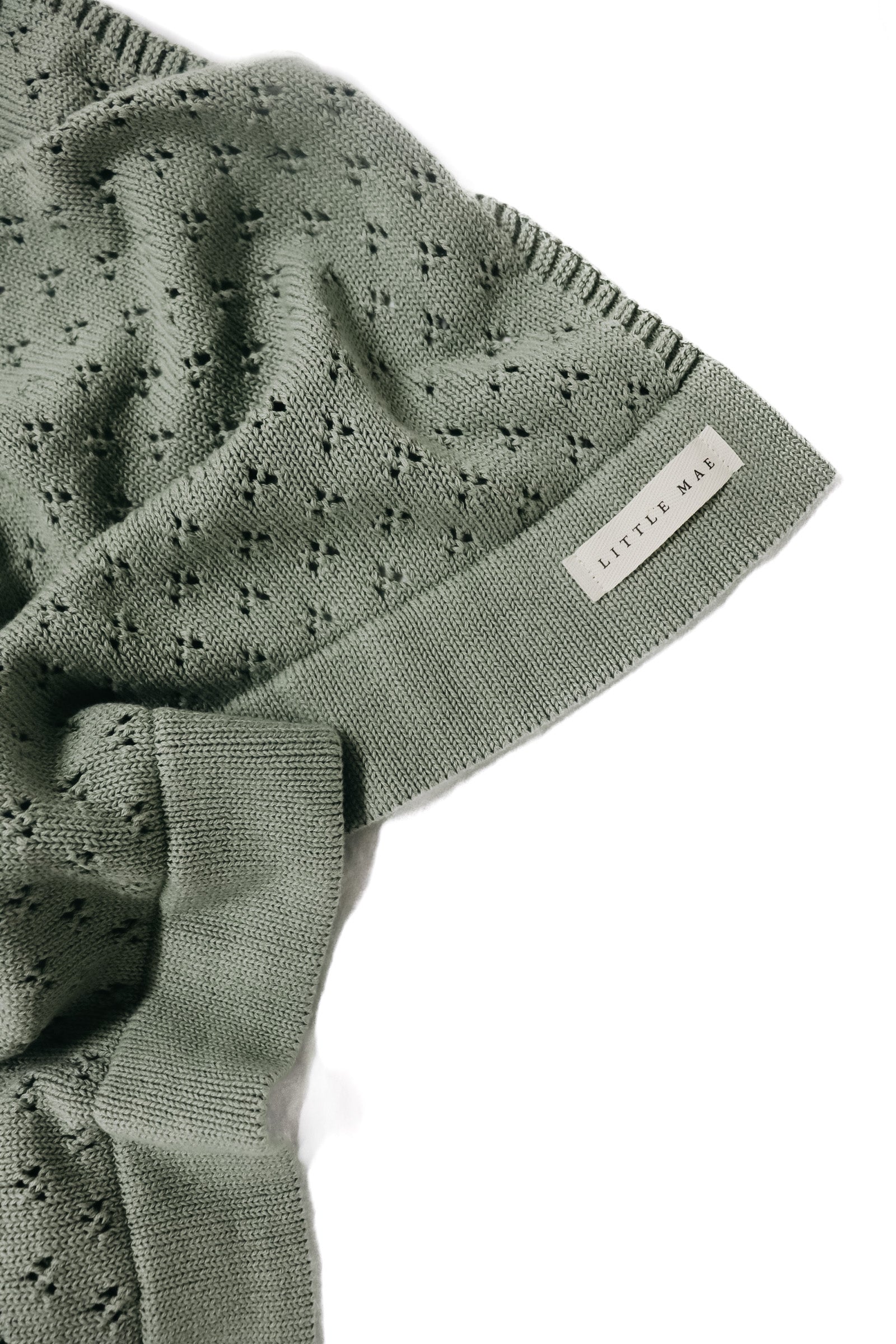 Mint Pointelle Knit Blanket