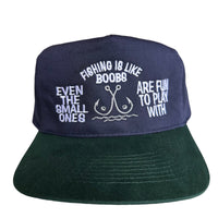 Fishing Is Like Boob Navy Blue Crown Strapback Funny Fishing Hat Custom Embroidered