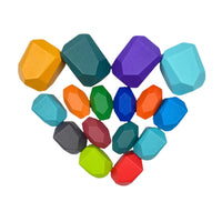16-Piece Wooden Balancing Stones Stacking Blocks – Primary Colors - BIG FRENCHIES