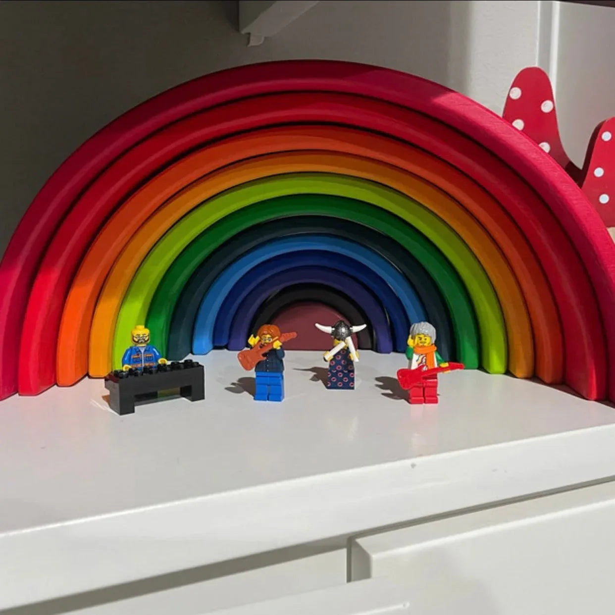12-Piece Large Wooden Rainbow Stacking Blocks – Primary Colors | Pine or Linden Wood Options - BIG FRENCHIES