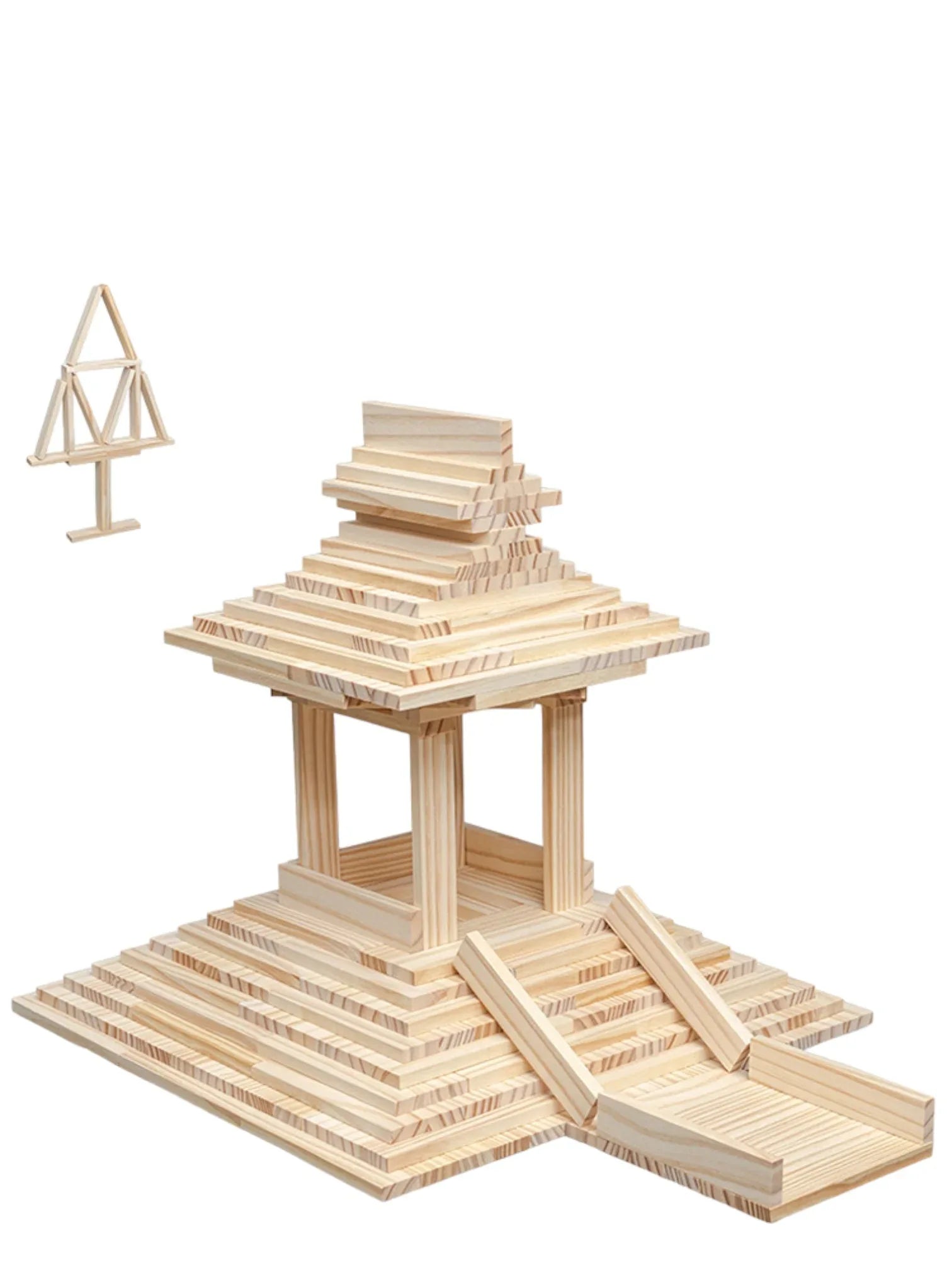 120-Piece Natural Wooden Building Planks Set | Open-Ended STEM Construction - BIG FRENCHIES
