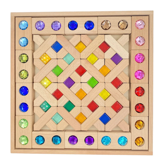 54 Pcs Combination Set with X-shape and Rectangular Gemmed Blocks and Lucite Cubes - BIG FRENCHIES