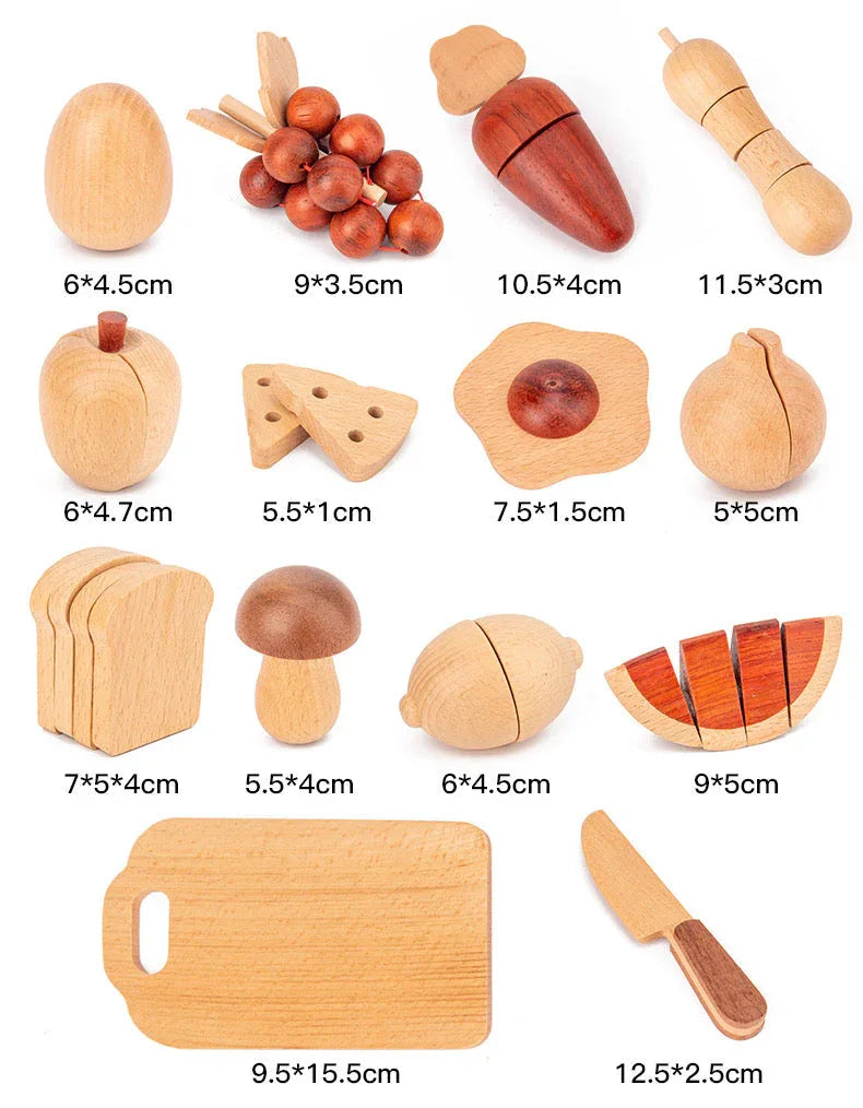 30 Pcs Wooden Fruits and Vegetables Cutting Playset - BIG FRENCHIES