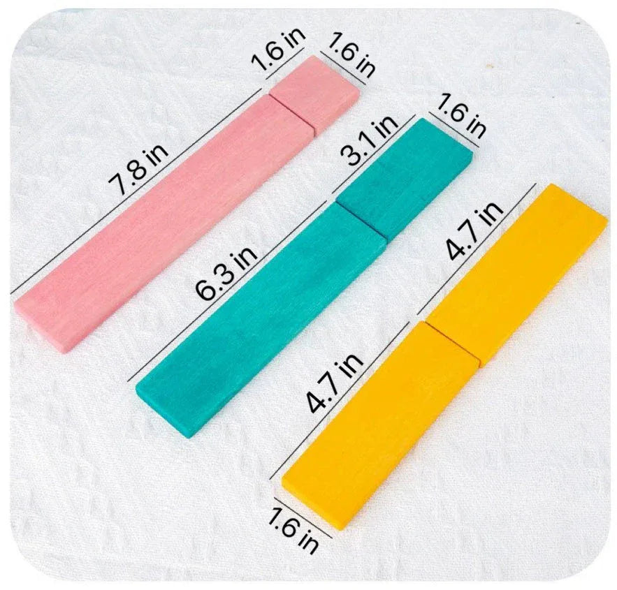 64 PCS STAINED Large Wooden Rainbow Building Slats with Storage Tray - BIG FRENCHIES