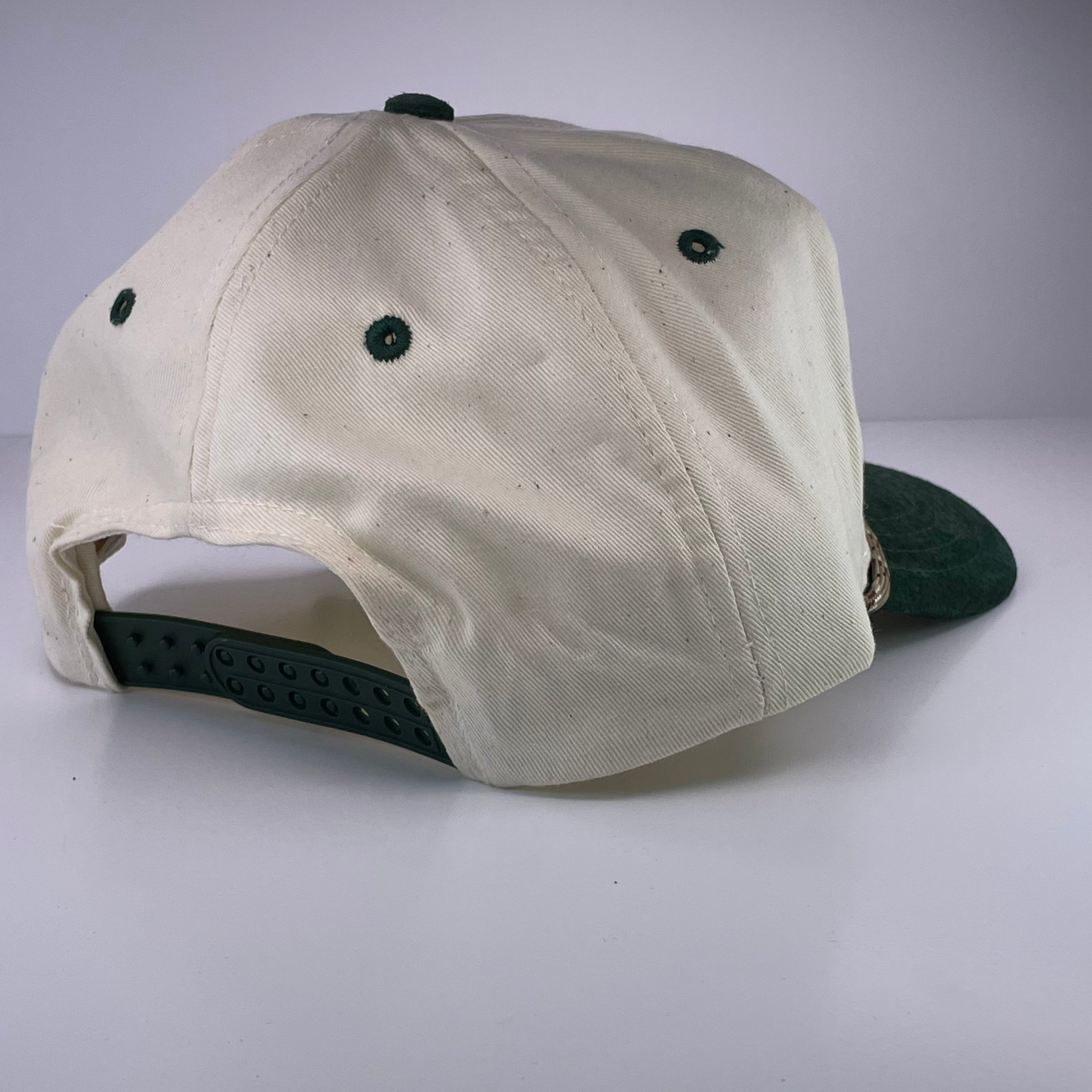 National LAZY DAY Vintage Green Suede Brim Snapback Cap Hat With Rope Custom Embroidered
