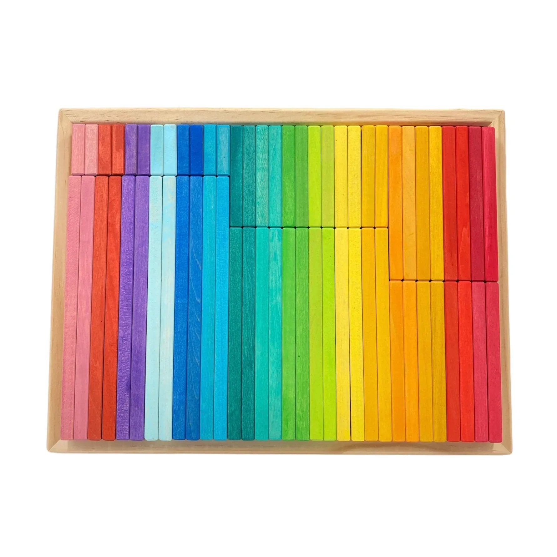 64 PCS STAINED Large Wooden Rainbow Building Slats with Storage Tray - BIG FRENCHIES