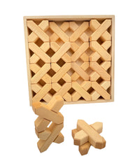 32-Piece Wooden X-Shape Building Blocks Set with Storage Tray - BIG FRENCHIES