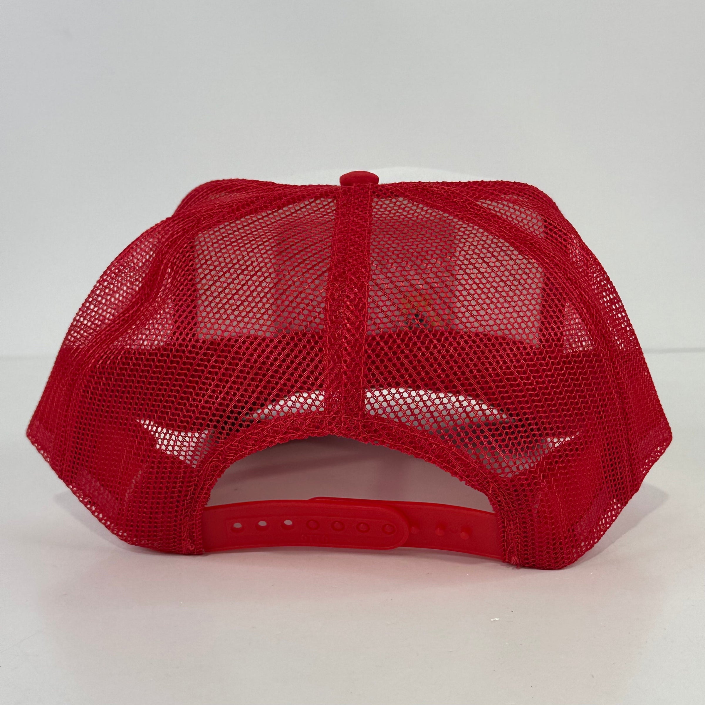 Cock Out Funny on a Red Mesh Trucker Mesh SnapBack Hat Cap Custom Embroidered