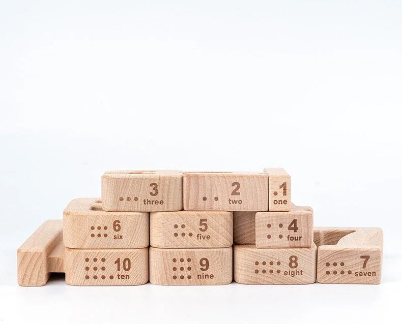 32 Pcs Wooden Math Number Building Blocks Set with Tray - BIG FRENCHIES