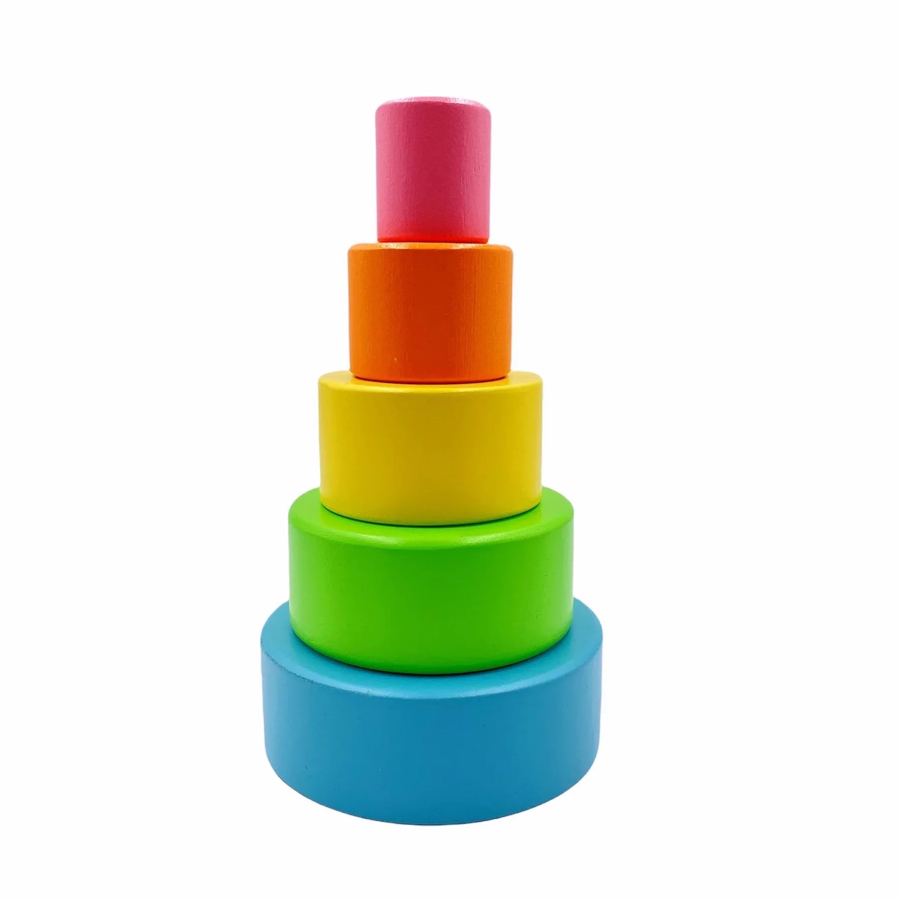 5 Pcs Wooden Stacking Nesting Cup Bowl Set in Pastel/Macaron Color - BIG FRENCHIES