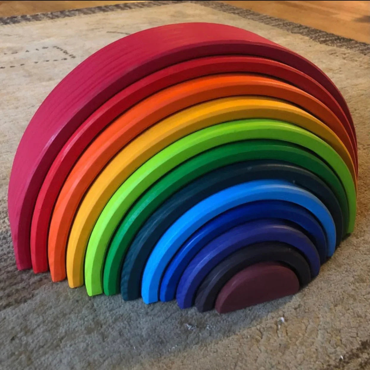 12-Piece Large Wooden Rainbow Stacking Blocks – Primary Colors | Pine or Linden Wood Options - BIG FRENCHIES