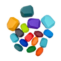 16-Piece Wooden Balancing Stones Stacking Blocks – Primary Colors - BIG FRENCHIES