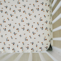 Cream Floral Muslin Crib Sheet - BIG FRENCHIES