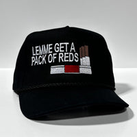 LEMME GET A PACK OF REDS Vintage Black Rope SnapBack Cap Hat Funny Custom Embroidered