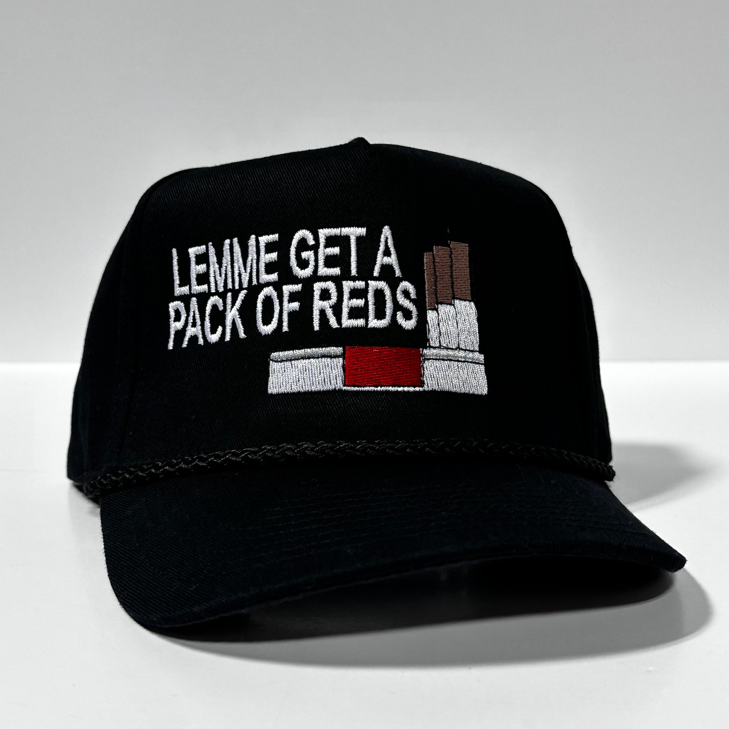 LEMME GET A PACK OF REDS Vintage Black Rope SnapBack Cap Hat Funny Custom Embroidered