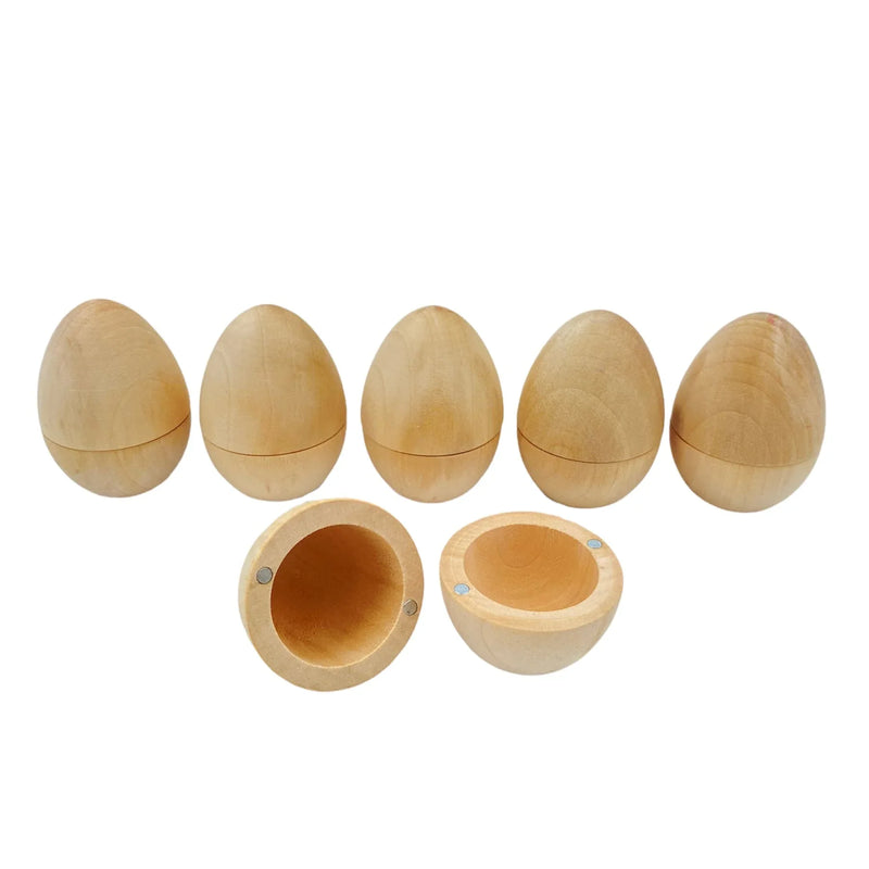 6 Pcs Magnetic Natural Wooden Eggs - BIG FRENCHIES