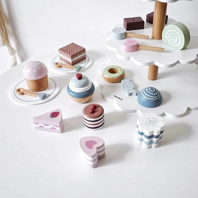 22-Piece Cake Pop Shop Wooden Pretend Dessert Bakery Play Set - BIG FRENCHIES