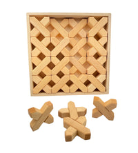 32-Piece Wooden X-Shape Building Blocks Set with Storage Tray - BIG FRENCHIES