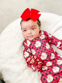 Buffalo plaid leopard Santa ruffle gown - BIG FRENCHIES