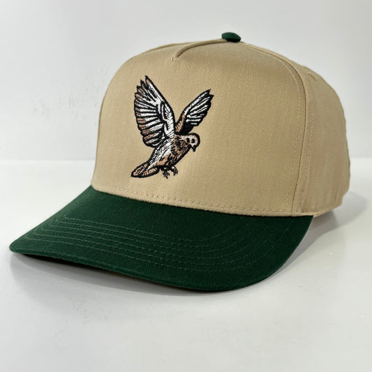 DOVE Hunting  Khaki Brim Green Crown Adjustable SnapBack Ball Cap Outdoors Hat Custom Embroidered