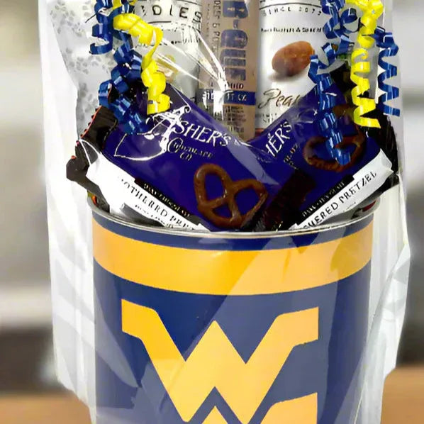JGB Sports - West Virginia Mountaineers Gift Tin Basket - Made In America - BIG FRENCHIES