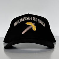 I love Minecraft and Women SnapBack Funny Cap Hat Custom Embroidered Hutchbucketz Collab