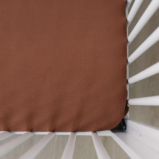 Rust Bamboo Stretch Crib Sheet - BIG FRENCHIES