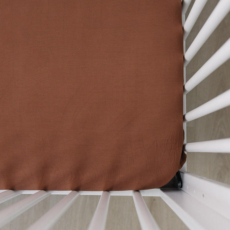 Rust Bamboo Stretch Crib Sheet - BIG FRENCHIES