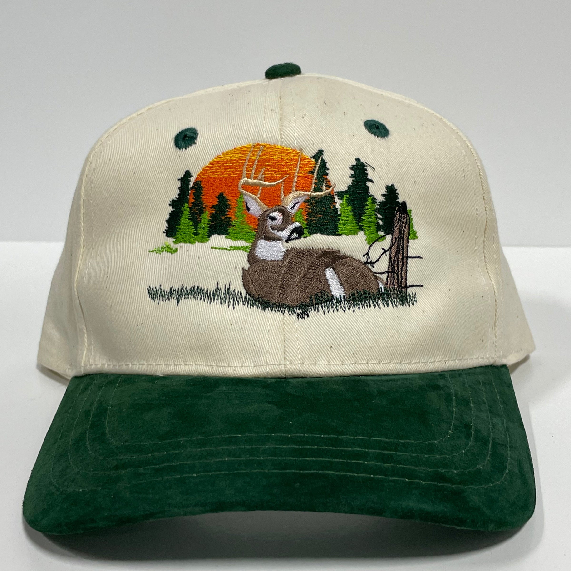 Deer Hunting Green Brim Snapback Cap Hat Custom Embroidered