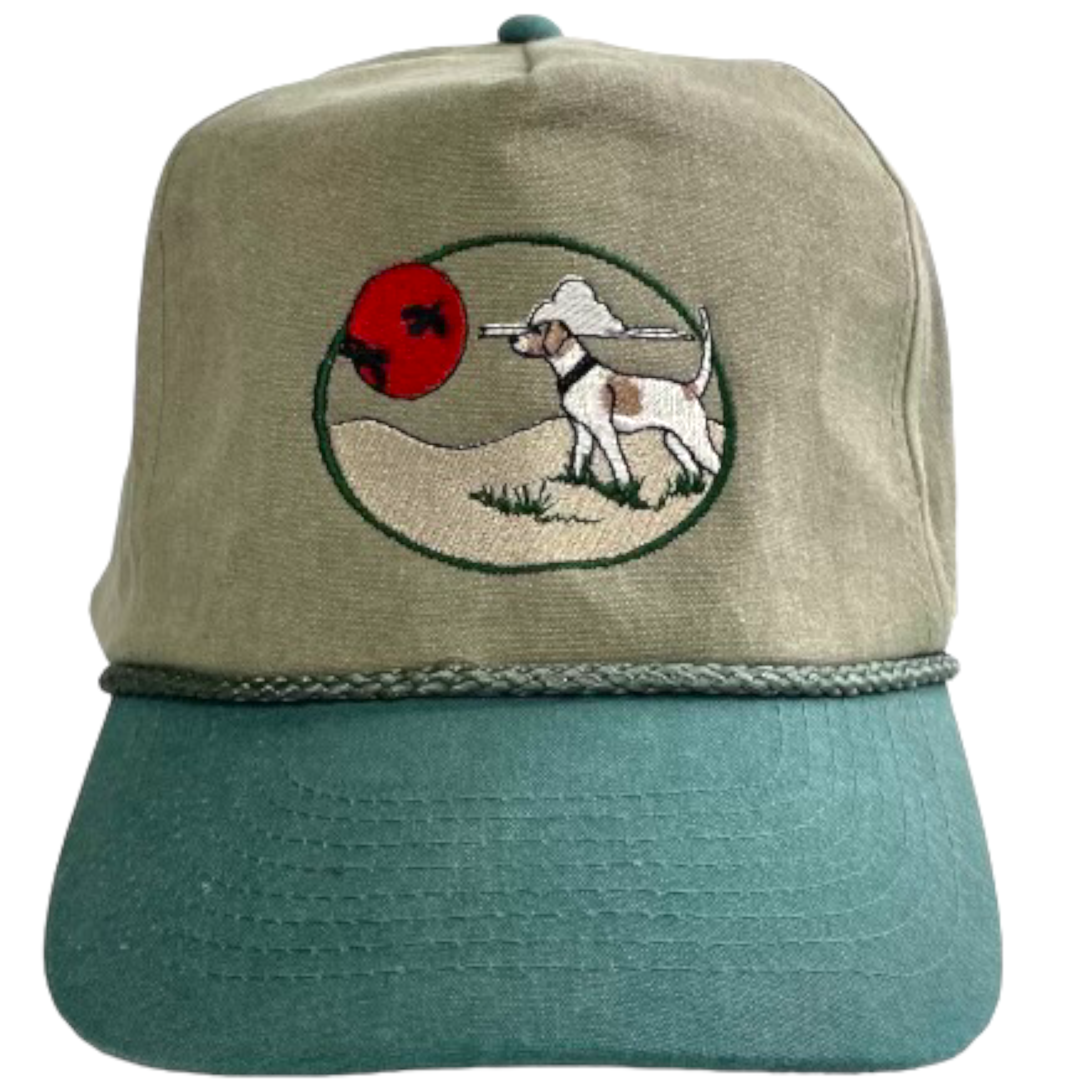 OSH Hunting Dog Scenery Duck Rope Tall Crown Snapback Cap Hat Custom Embroidered
