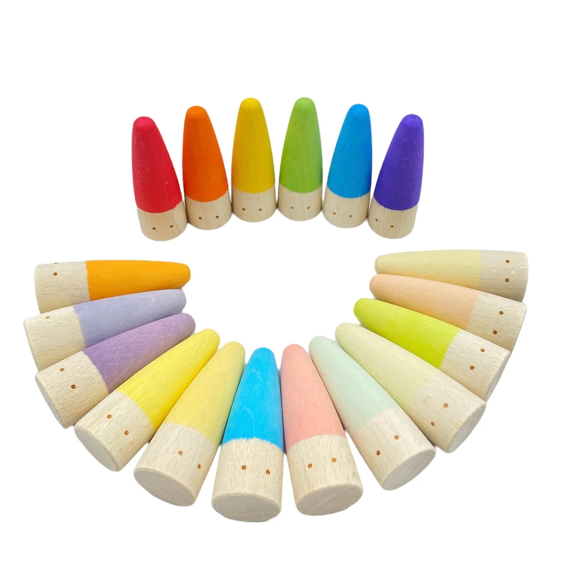 18-Piece Stained Wooden Stick Gnomes - BIG FRENCHIES
