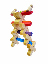 32-Piece Wooden X-Shape Building Blocks Set with Storage Tray - BIG FRENCHIES