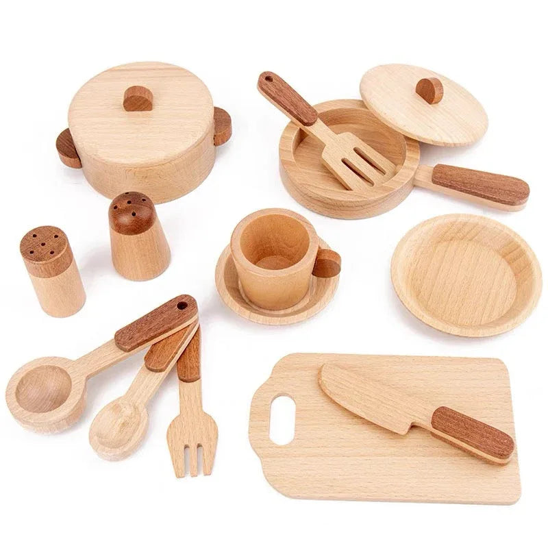 15 Pcs Wooden Kitchen Cookware Playset - BIG FRENCHIES