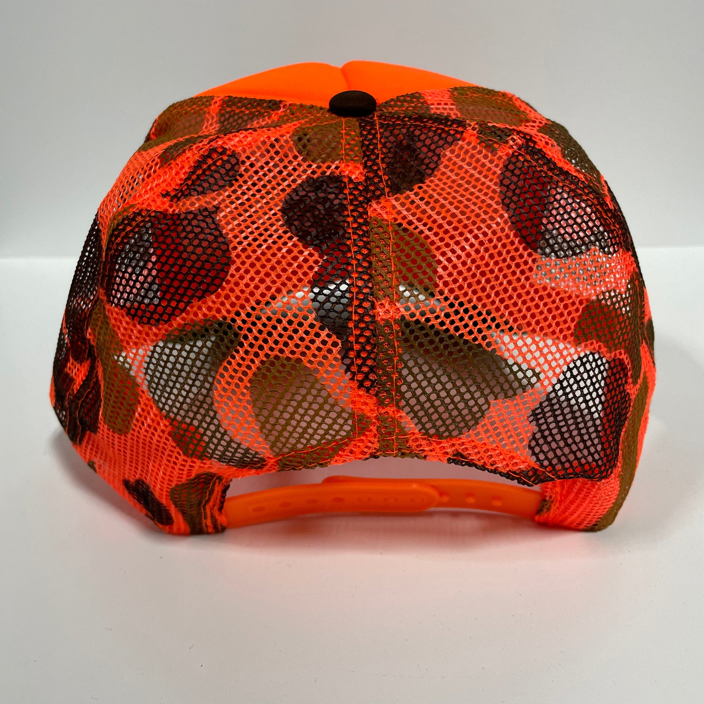 Deer Hunting Season Orange Camo Mesh Trucker Snapback Cap Hat Custom Embroidered