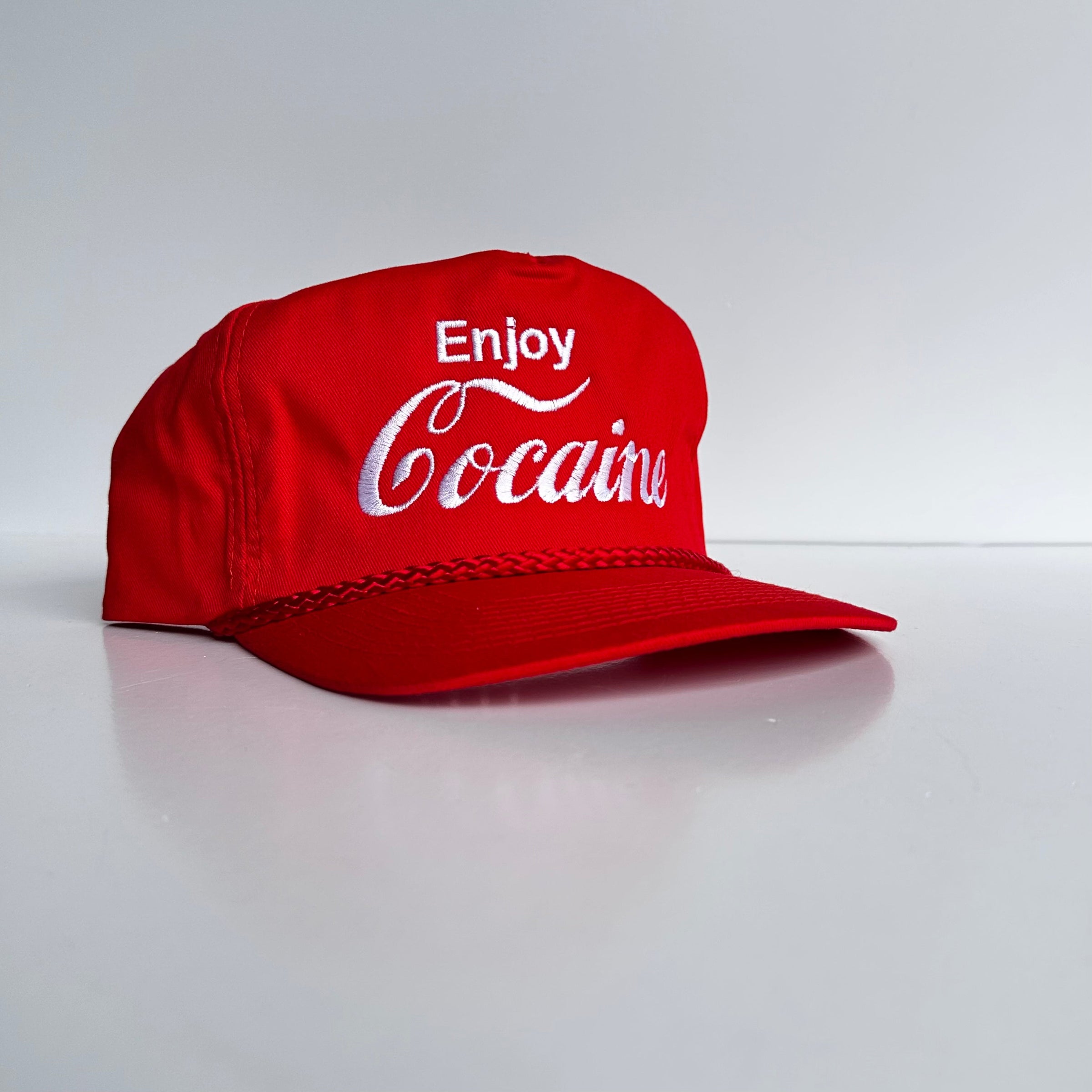 Custom Enjoy Cocaine Vintage Rope SnapBack Cap Hat Custom Embroidered