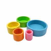 5 Pcs Wooden Stacking Nesting Cup Bowl Set in Pastel/Macaron Color - BIG FRENCHIES