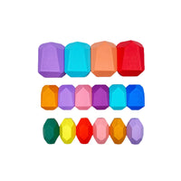 16 Pcs Wooden Stone Balancing Stacking Blocks in Pastel/Macaron Colors - BIG FRENCHIES