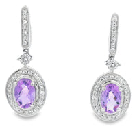 .93ct Amethyst Diamond Dangle Earrings 10KT White Gold