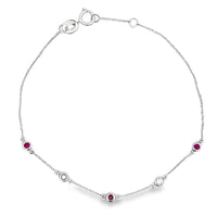 Natural .16ct Ruby Diamond Bracelet 14KT White Gold