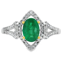 Genuine .94ct Emerald Diamond Ring 14KT White Gold
