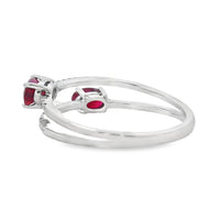 Genuine .73ct Ruby Diamond Ring 14KT White Gold