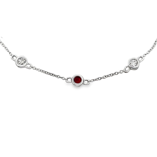 Genuine .25ct Ruby Diamond Bracelet 14KT White Gold