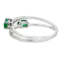 Genuine .57ct Emerald Diamond Ring 14KT White Gold