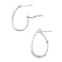 Genuine 1.00ct Diamond Hoop Earrings 14KT White Gold