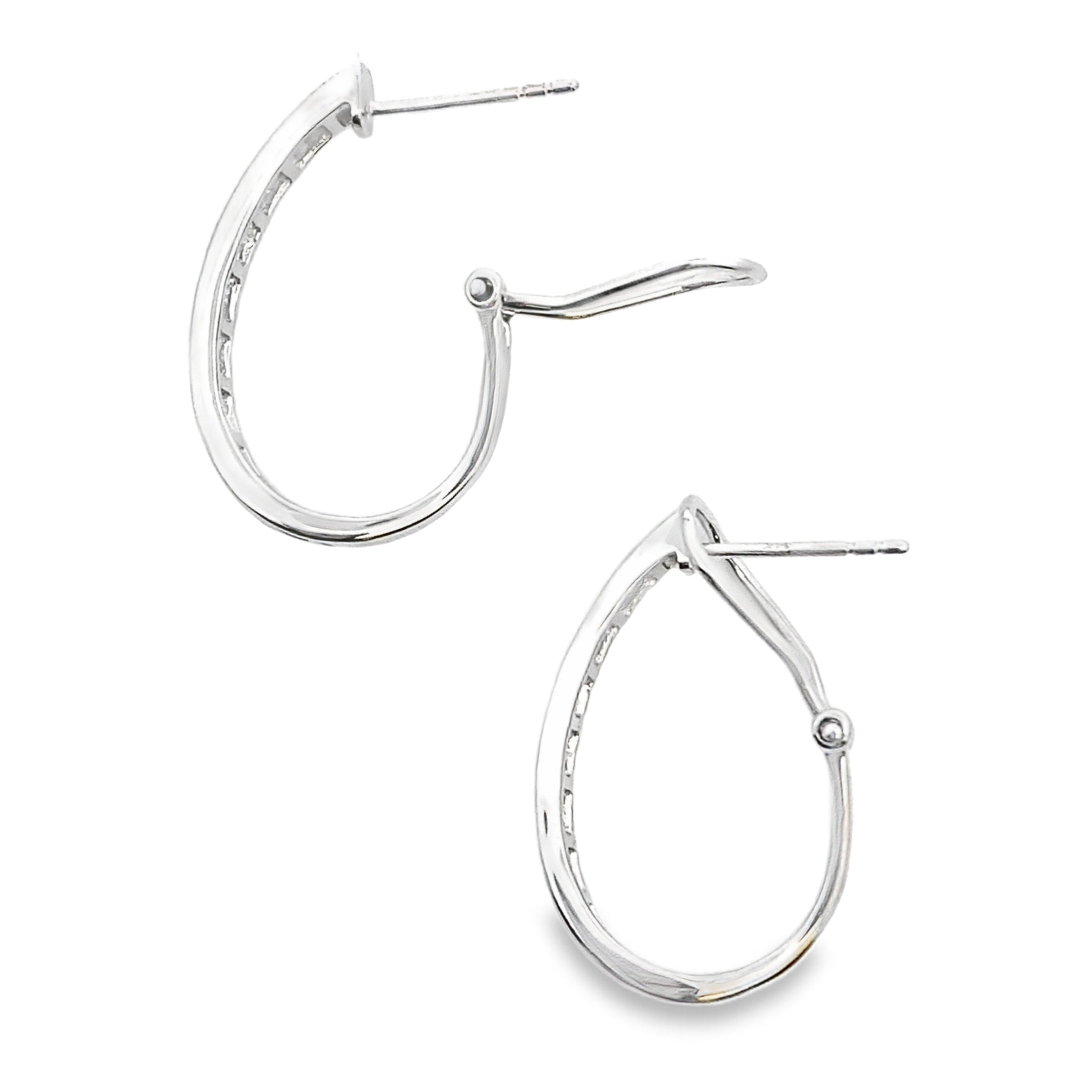 Genuine 1.00ct Diamond Hoop Earrings 14KT White Gold