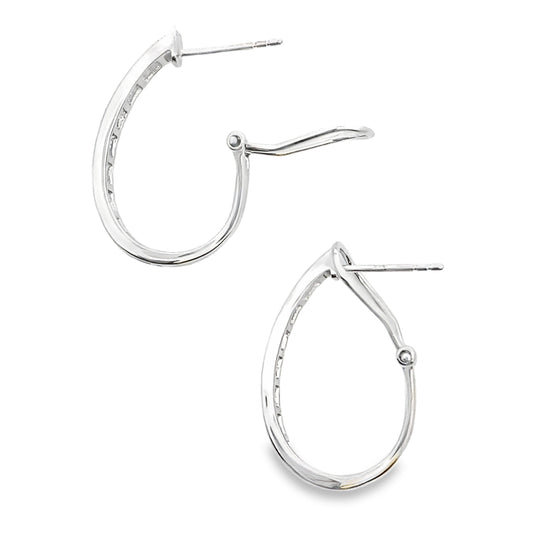Genuine 1.00ct Diamond Hoop Earrings 14KT White Gold
