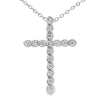 Genuine .50ct Cross Religious Pendant Sterling Silver