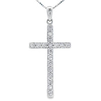 .25ct Diamond Cross Religious Pendant 14KT White Gold