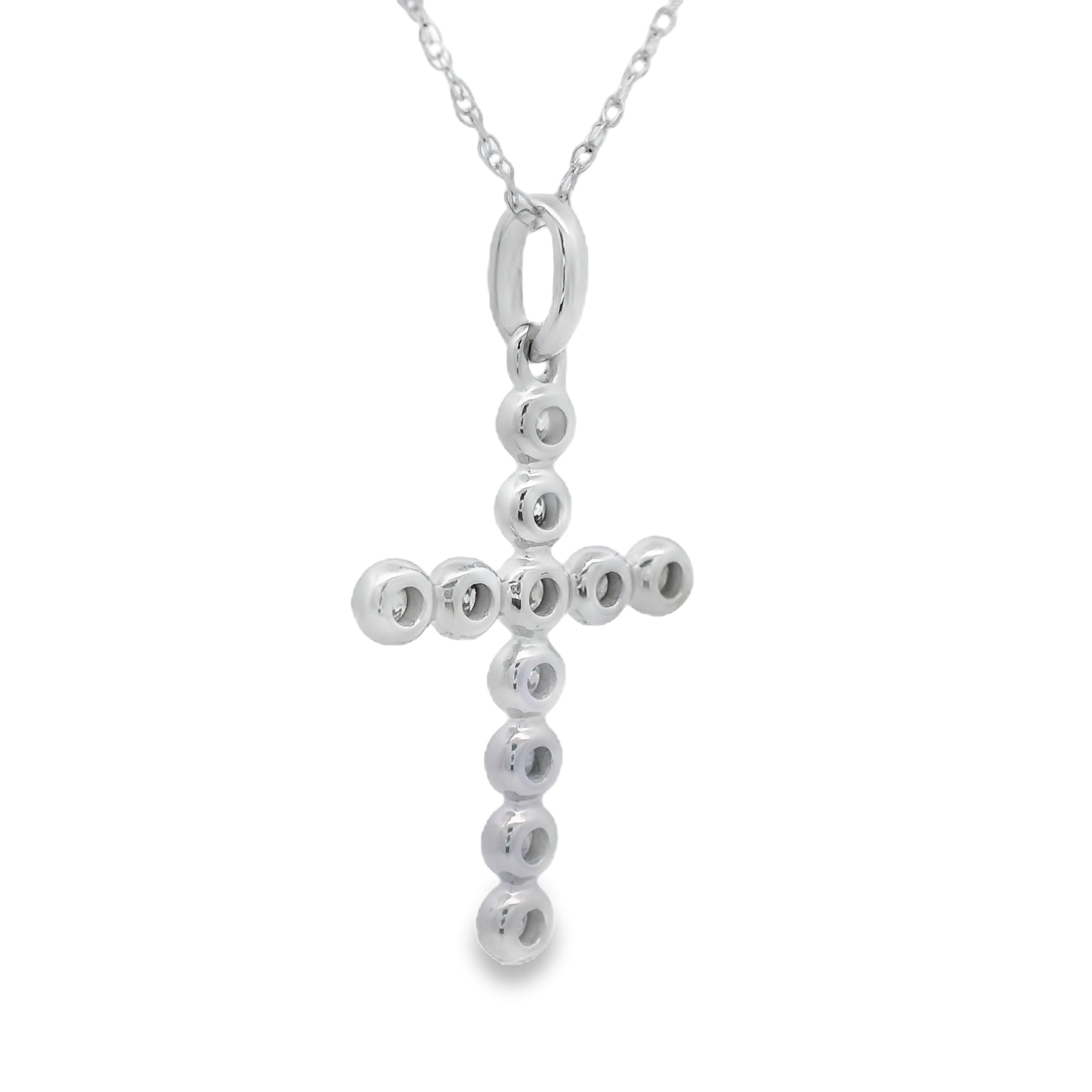 .12ct Diamond Cross Religious Pendant 14KT White Gold